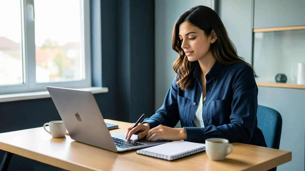 Persona empezando a generar ingresos por internet desde su escritorio en casa