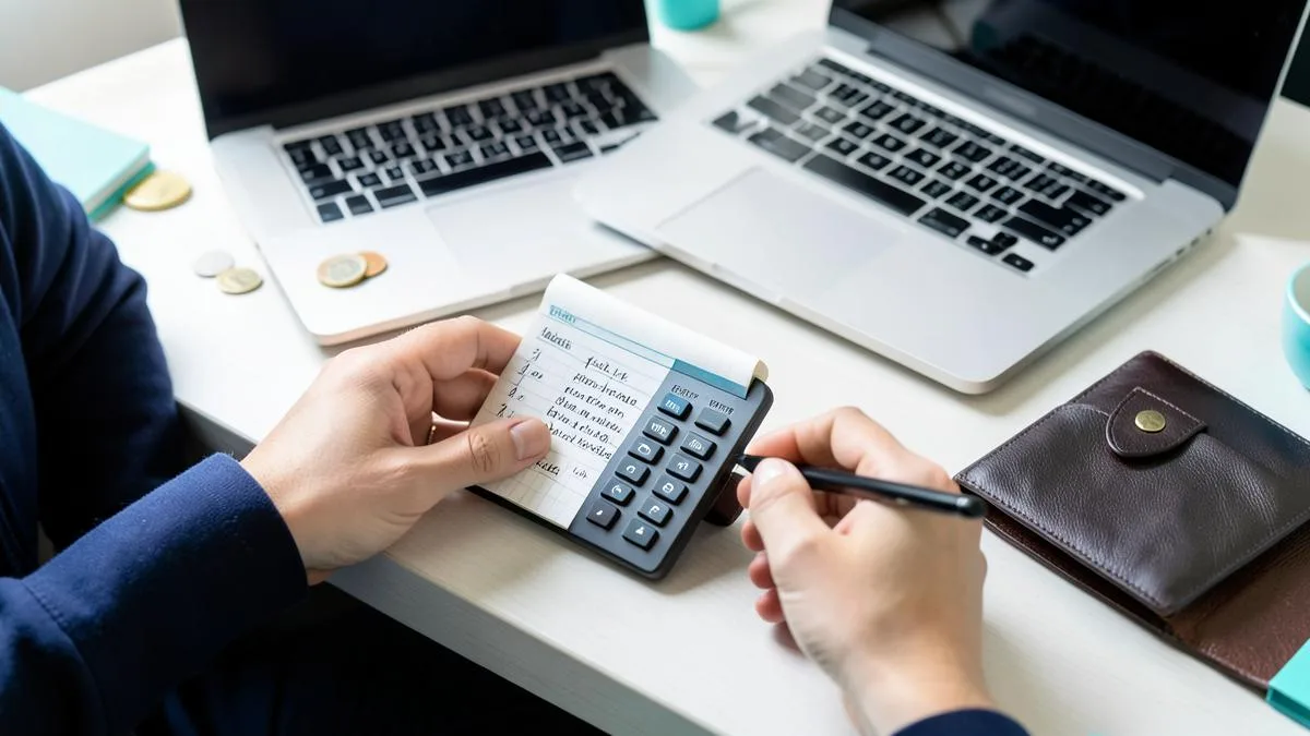 Persona calculando el presupuesto necesario para empezar un negocio online